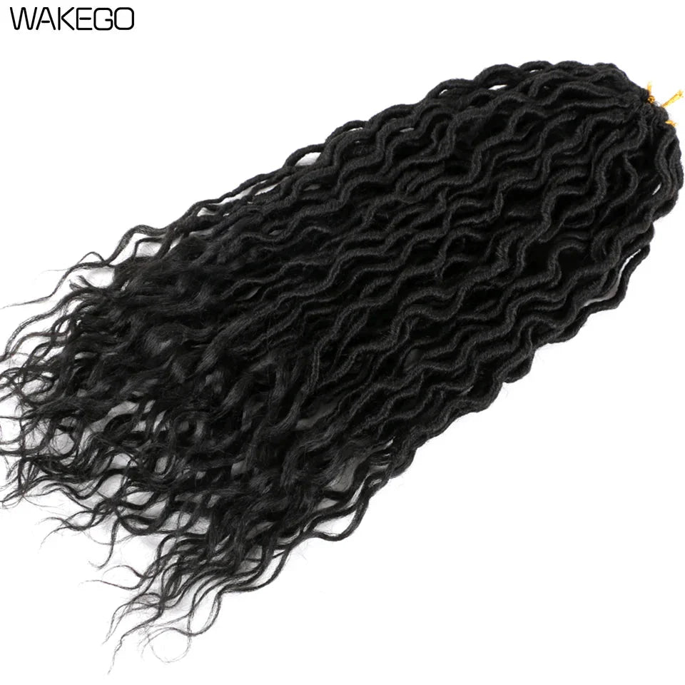 Goddess Faux Locs Crochet Hair | 18" Soft Curly Braids | Ombre Dreadlocks Extensions | 24 Strands/Pack
