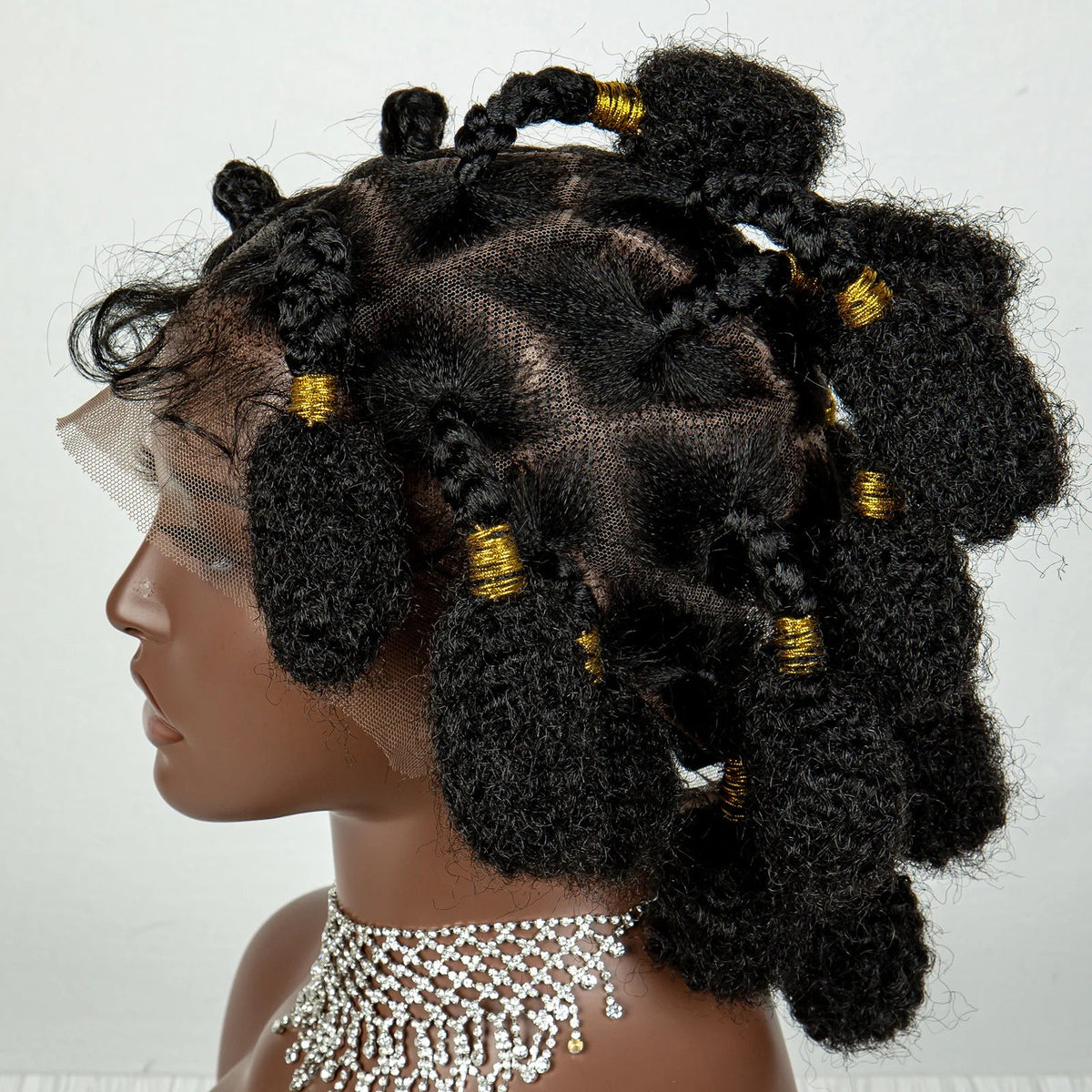 Short Bantu Knotless Braids Wig | Handmade Cornrow Accents | Full Lace