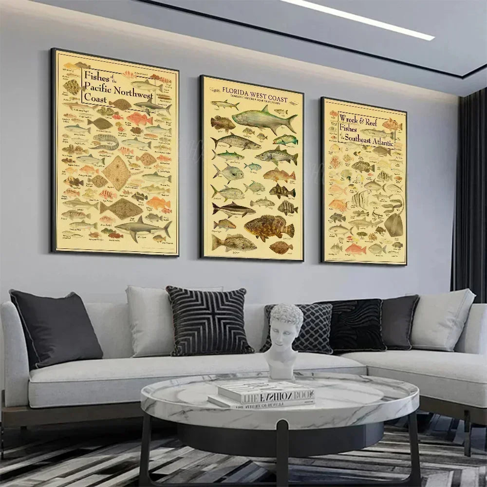 ACE Fishing Fish Sea Poster Wall Chart Prints And Posters Home Living Bed Room Decor Art Bar Cafe Framelesss Painting Poster
