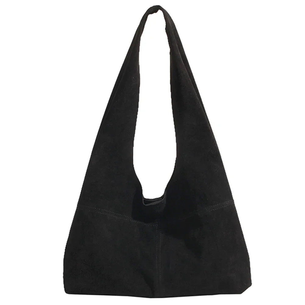 Women's Faux Suede Tote Bag | Vintage Large Capacity Shoulder & Underarm Handbag (Designer Style, Simple Commuting Bag)