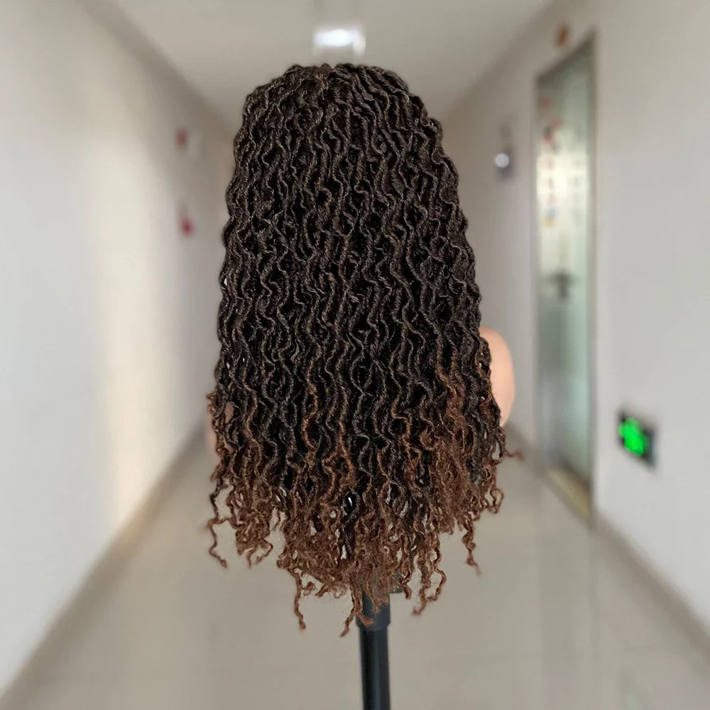 Dreadlocks Headband Wig | Box Braid & Twist Styles | Ombre Brown | Synthetic Crochet Wig
