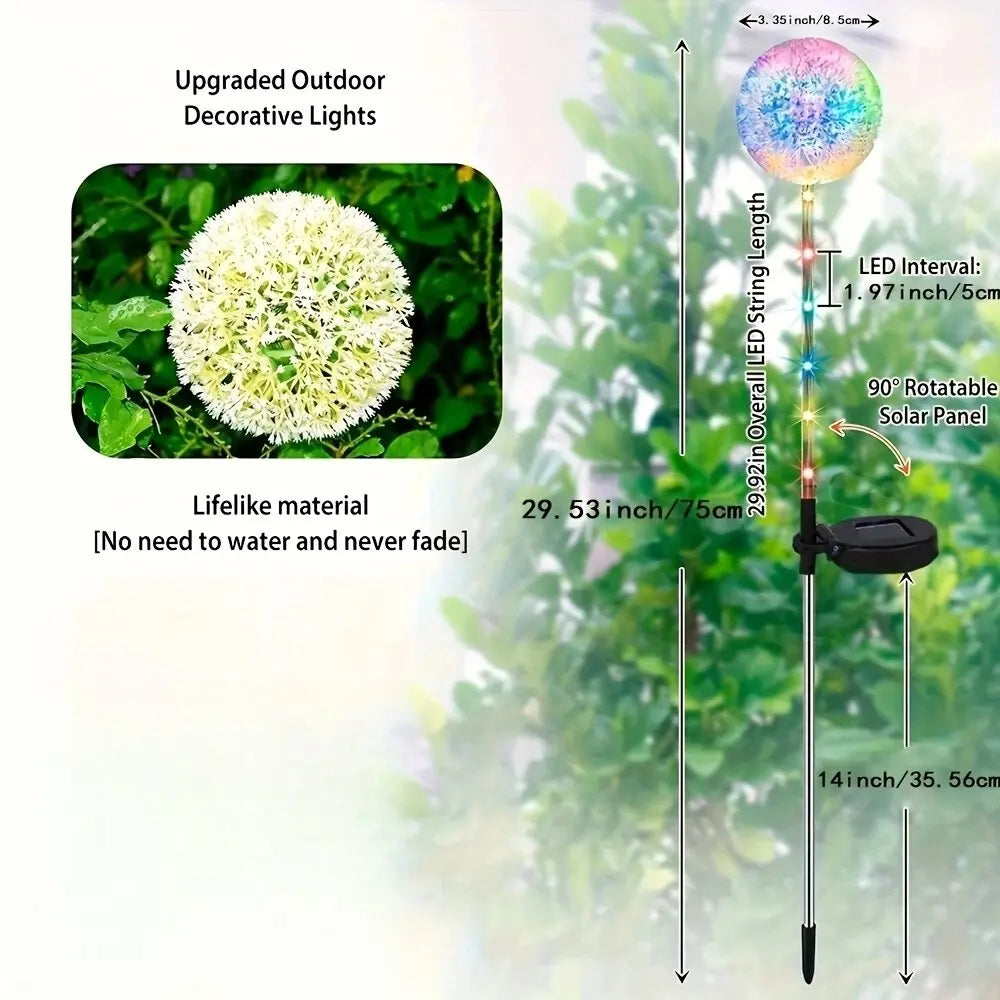 Solar LED Dandelion Lights,Outdoor Waterproof Decorative Lights,Landscape Lighting For Garden,Lawn,Yard,Pathway And Potted Plant
