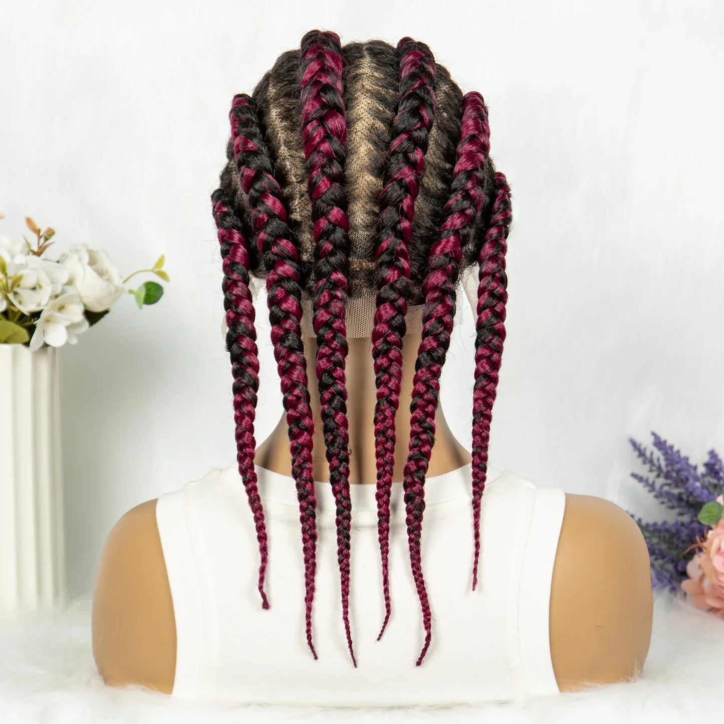 Full Lace Knotless Box Braids Wig | Cornrow Accent