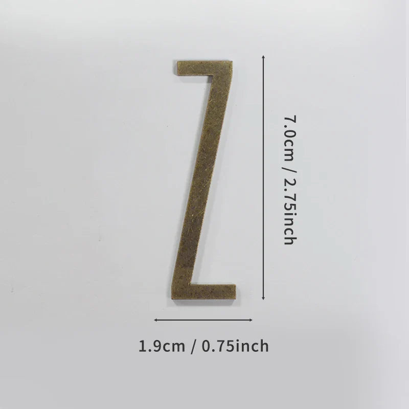 Bronze Self Adhesive House Number Metal English Alphabet Letters for Apartment Room Door Plate Table Mailbox Number Stickers 7cm