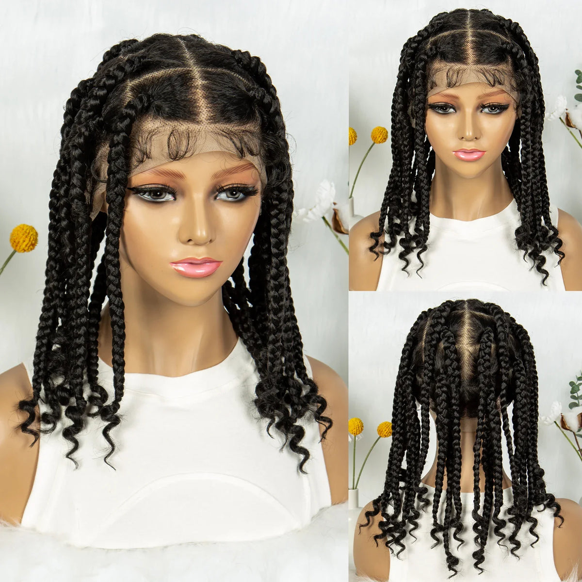 KIMA 14" Square Box Braided HD Full Lace Wig with Baby Hair