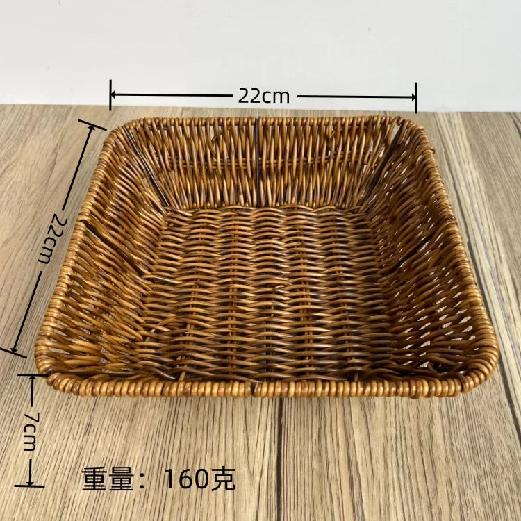 Imitation Rattan Fruit Basket Sundry Storage Basket Hand-Woven Storage Box Home Storage Supplies Tabletop Display Rattan Basket