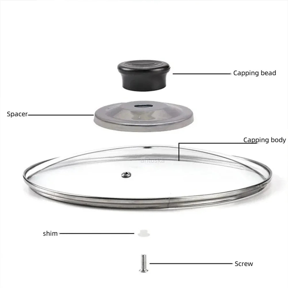 16-32cm Tempered Glass Pot Cover Visible Pot Cover Anti-Scalding Circular Frying Pot Cover Cooking Utensils Kitchen Accessories