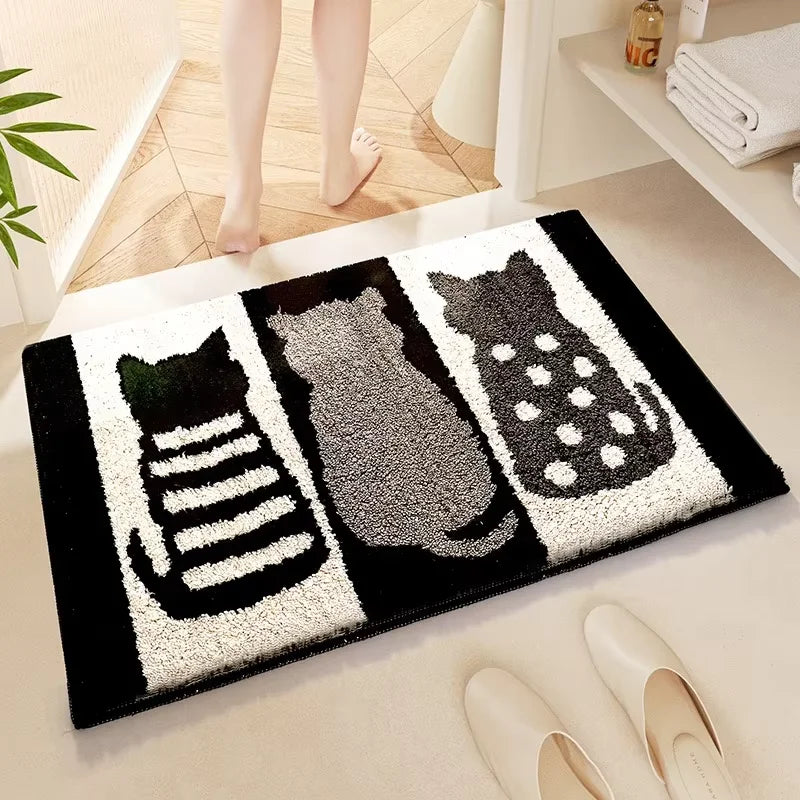 VIKAMA Cute Rabbit Carpet Bathtub Carpet Non-Slip Absorbent Bathroom Mat Dust-Proof Easy To Clean Doormat Rug For Bedroom