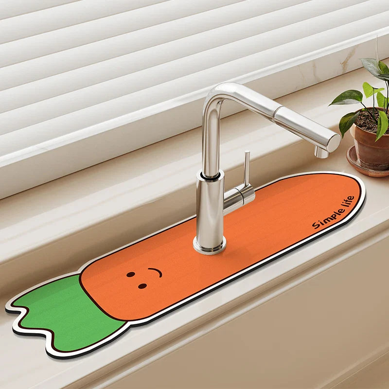 Sink Faucet Mat Kitchen Mat Drainage Mat Absorbent Table Mat Diatom Mud Bathroom Non-Slip Mat Waterproof Countertop Protection