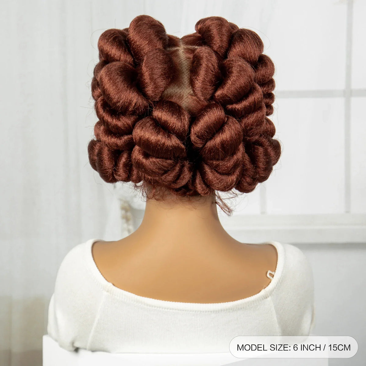 Short Cute Ginger Bantu Knotless Braids Wig | Full Lace Handmade