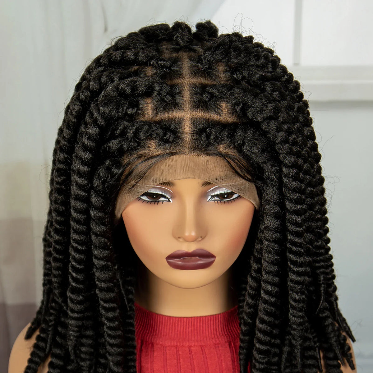 16" Twist Knotless Braids Wig | HD Full Lace | Baby Hair | Natural Look
