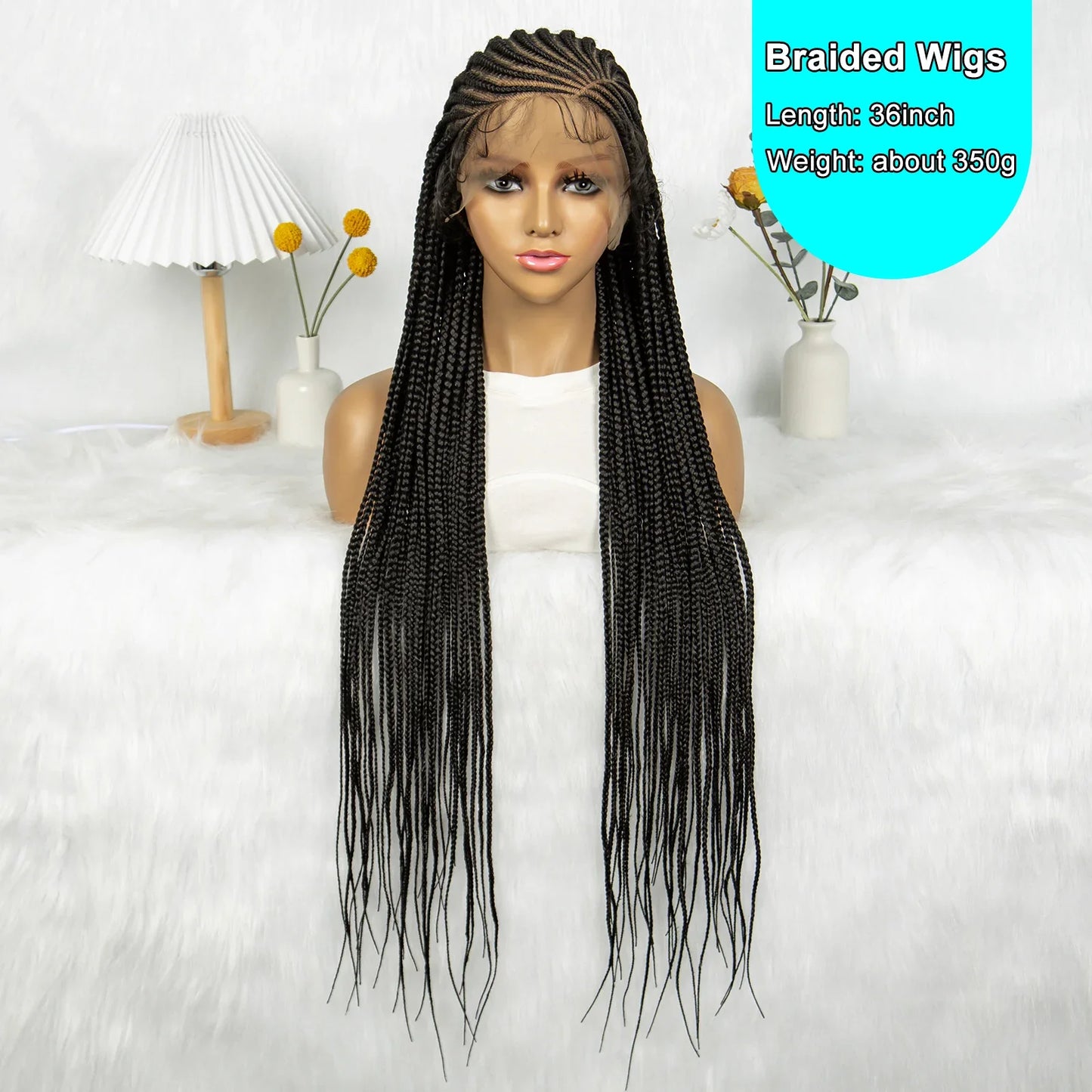 Fulani Stitch Cornrow Box Braids Wig | Transparent Full Lace | Baby Hair | Black Women