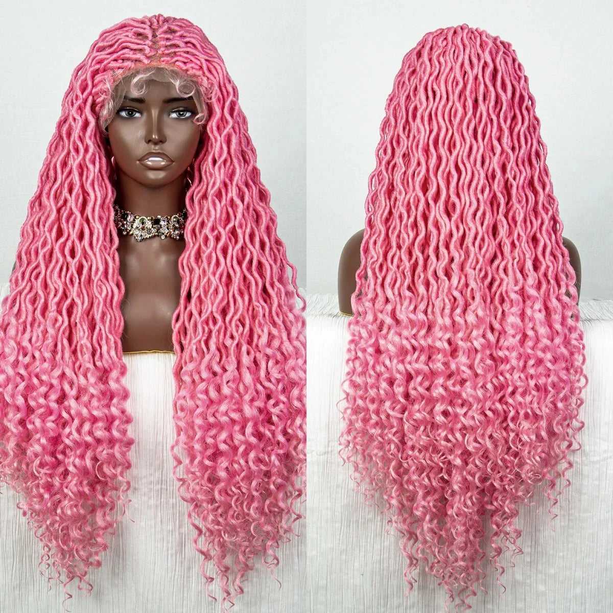 Colorful Dreadlocks & Water Wave Braids Wig | Lace Front | Baby Hair