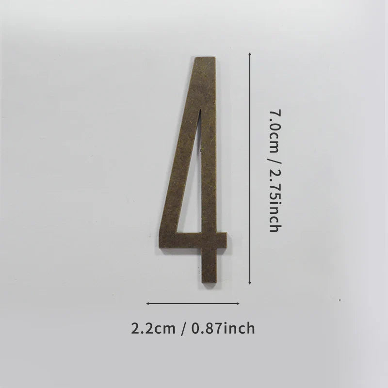 Bronze Door Number with Backing Adhesive 7cm Metal House Number Apartment Door Number for Outdoor Hotel Home Mailbox Label
