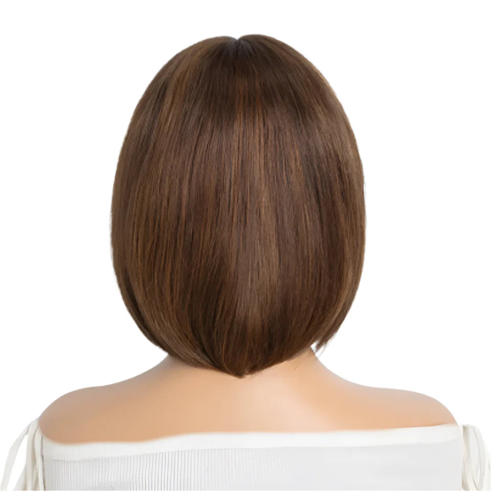 Ombre P4/30 Bob Wig with Bangs | 2.5"x1" Lace Top Straight Human Hair