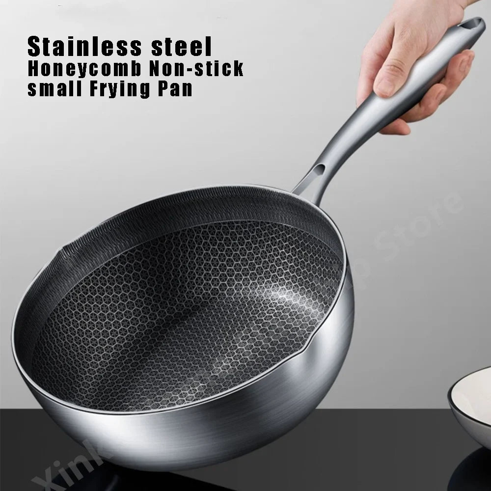 Stainless Steel Frying Pan Steak Cooking Honeycomb Non-Stick Pan Flat Bottom Wok Induction Cooker Universal Kitchen Cookware Pan