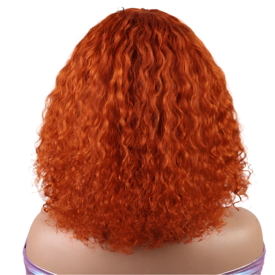 Rebecca Ombre Brown Curly Wig with Bangs | Loose Deep Wavy Brazilian Remy Human Hair