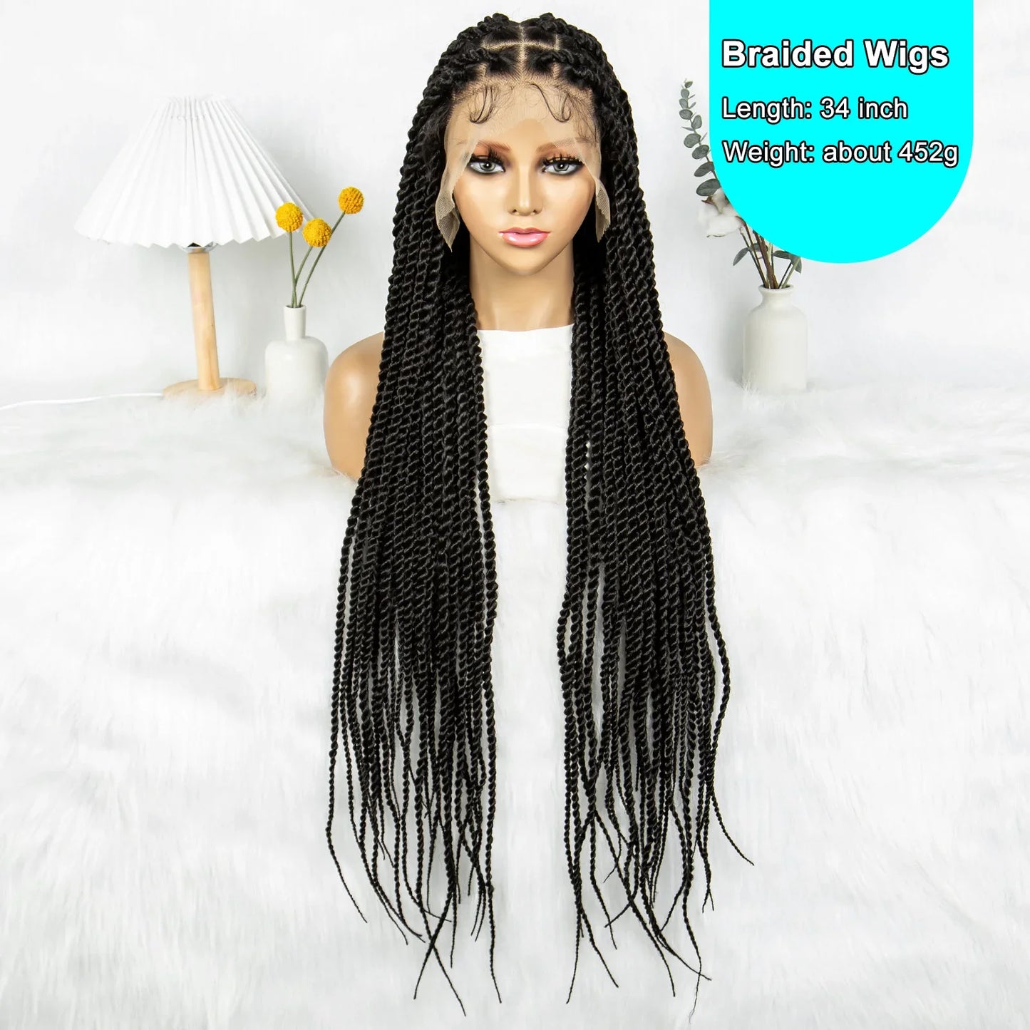 Real Shot High-Quality Twisted & Faux Locs Braided Wig | Transparent Full Lace Goddess Braids | Synthetic Hair for Black Women