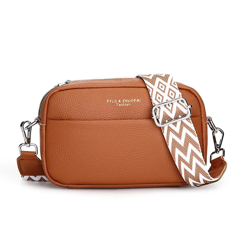 High Quality Genuine Leather Women's Crossbody & Shoulder Bag | Luxury Solid Color Cow Leather Handbag (Female Messenger Tote Sac)