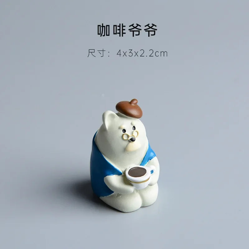 ZAKKA Miniatures Study Bookcase Home Decor Cute Cartoon Cat Retro Desk Gramophone Ornament Crafts Dollhouse Accessories Toy Gift