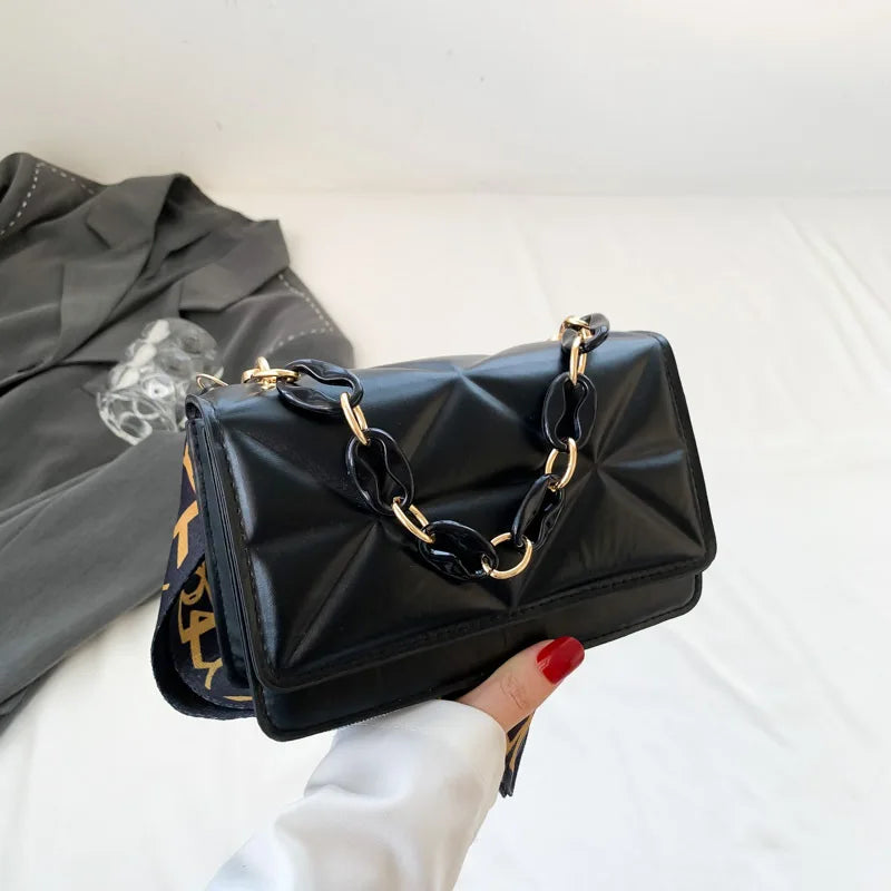 Winter Large Shoulder Bags for Women | Stone Pattern PU Leather Crossbody Bags & Brand Pink Tote Handbags (Chains Shopper Clutch Purse)