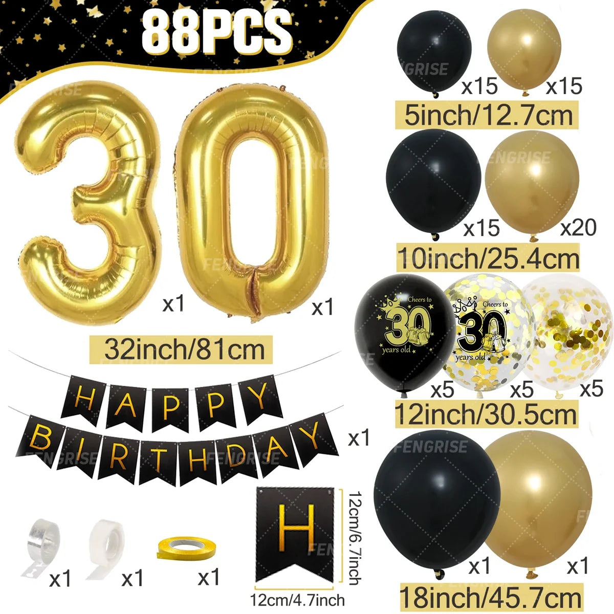 Black Gold Birthday Table Runner 30 50 Birthday Tablecloth Balloon Party Decoration For Home Backdrop Wedding Adult Anniversary