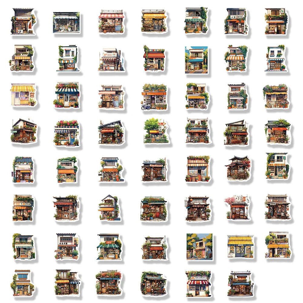 10/30/55pcs Japan Style Retro Beautiful Convenience Store Aesthetic Stickers Skateboard Laptop Suitcase Decoration Sticker Toys