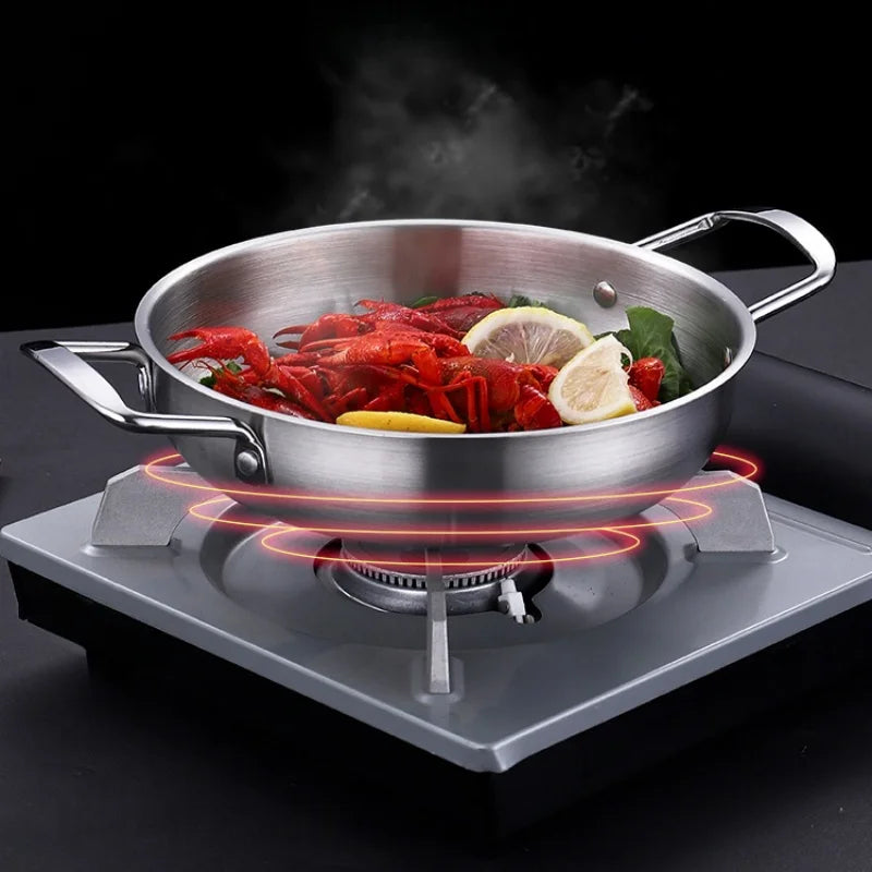 Japanese Silver Gold Stainless Steel Double Handle Noodle Soup Cooking Pot Mini Hot Pot 18-26CM
