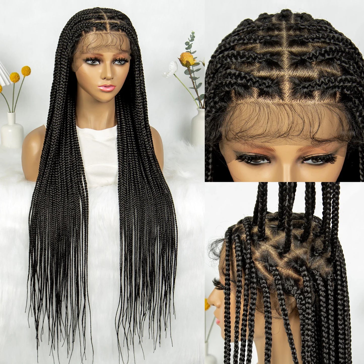 Full Lace Twisted & Box Braids Wig | Cornrow Accents