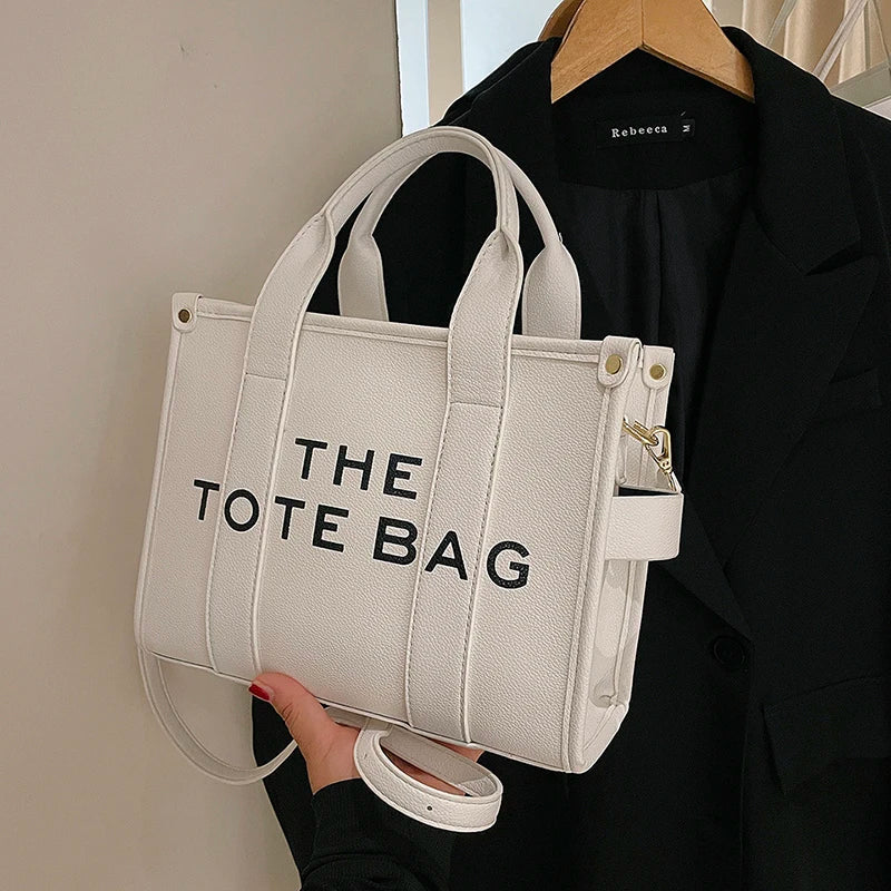 The Tote Bag for Women | Crossbody Female Handbag & New Solid Words Letter Leisure Large Bag (Luxury Fashion Designer PU Bag)