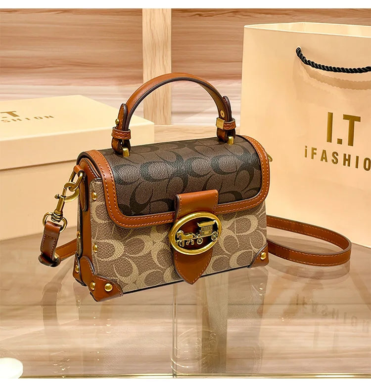 New Minimalist & Fashionable Small Handbag | Contrasting Color Women's Crossbody Bag (High-End Carriage Style, Portable Box Bag)