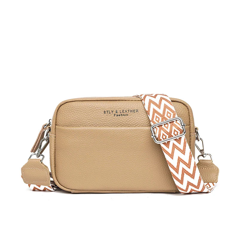 High Quality Genuine Leather Women's Crossbody & Shoulder Bag | Luxury Solid Color Cow Leather Handbag (Female Messenger Tote Sac)