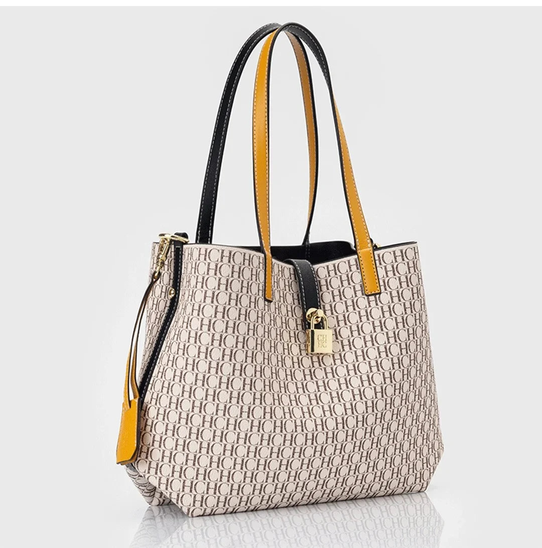 Premium Versatile Leather Crossbody Bag | Ladies Large Capacity Daily Commuter Tote Bag (Letter Print Design, Fashion Casual)