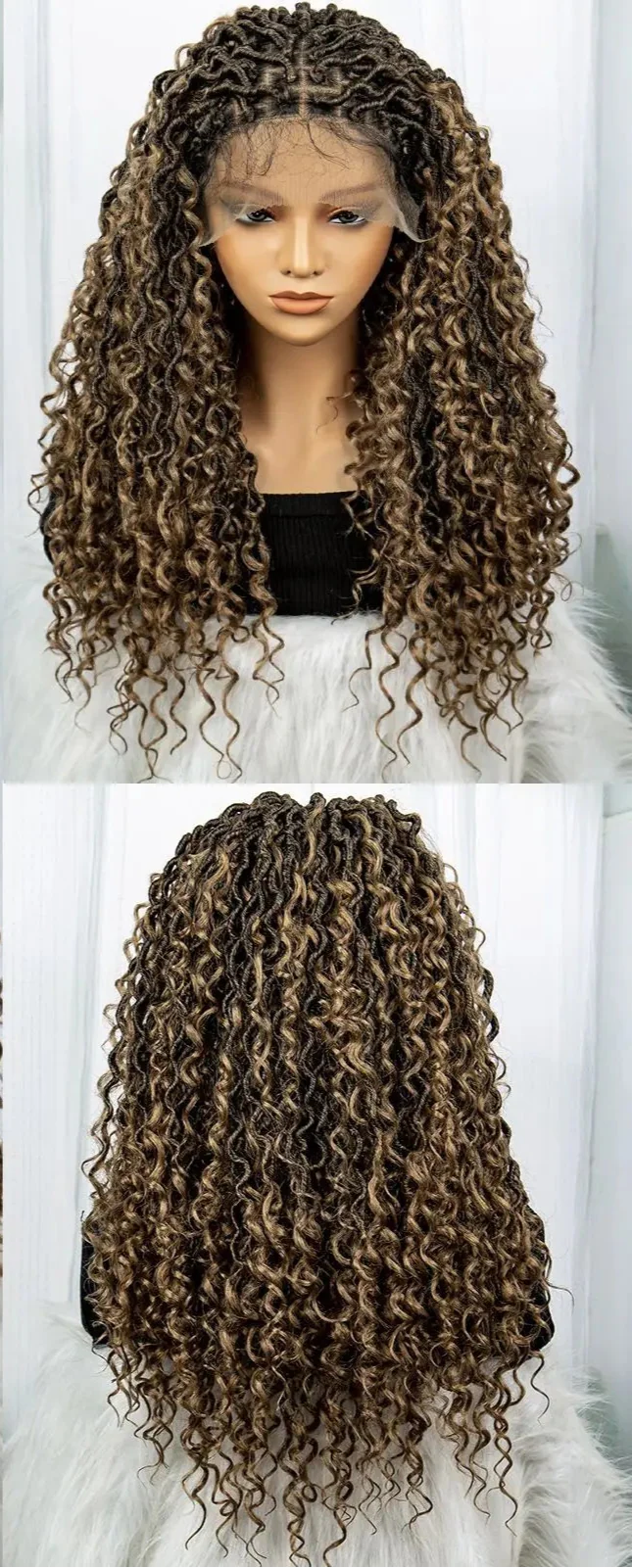 Burgundy Goddess Faux Locs Wig with Curly Ends | Crochet Twist Braids | Baby Hair