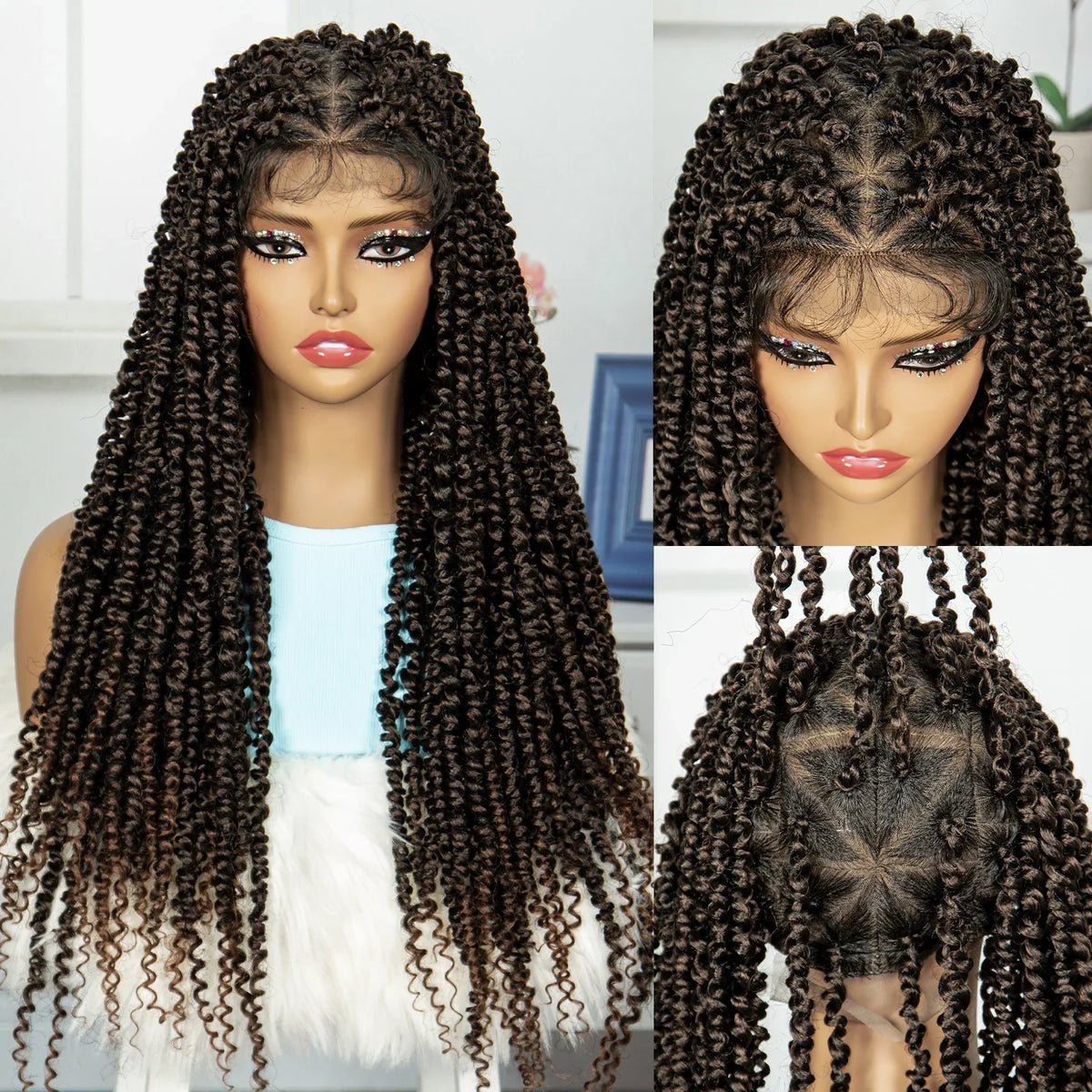 Burgundy Knotless Twist Dreadlocks Lace Front Wig | Crochet Braids | Full Lace | Black Women
