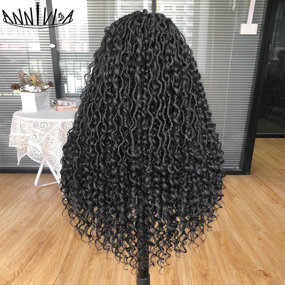 Luxurious Goddess Faux Locs Wig | Full Lace Braid with Baby Hair | Bohemian Twist Crochet Curls | Kanekalon Synthetic Wig for Black Women
