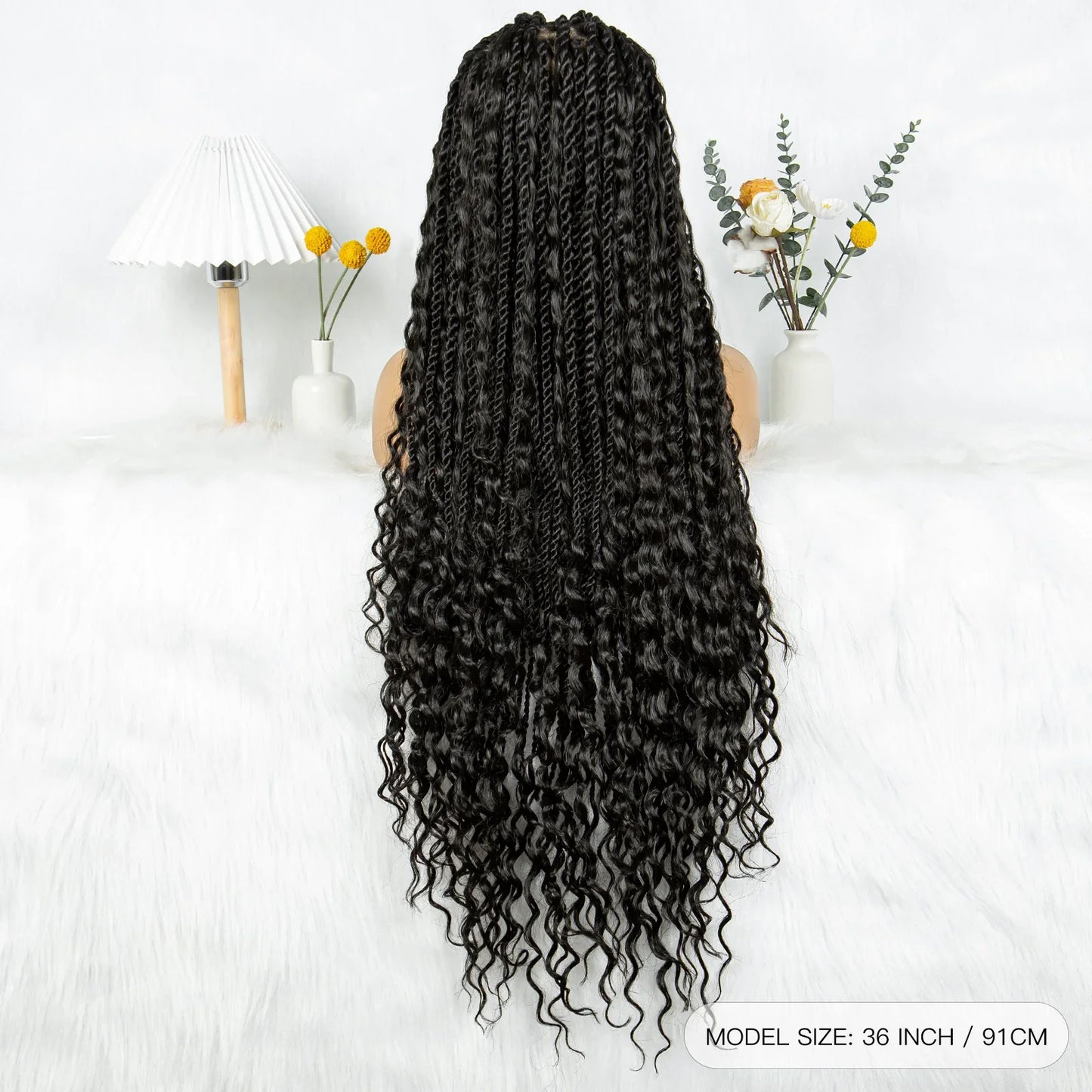 Braided Wigs Knotless Synthetic Box Braided Wigs Full Lace Curly Dreadlocks Wigs Long Length Hair Wig for Black Women