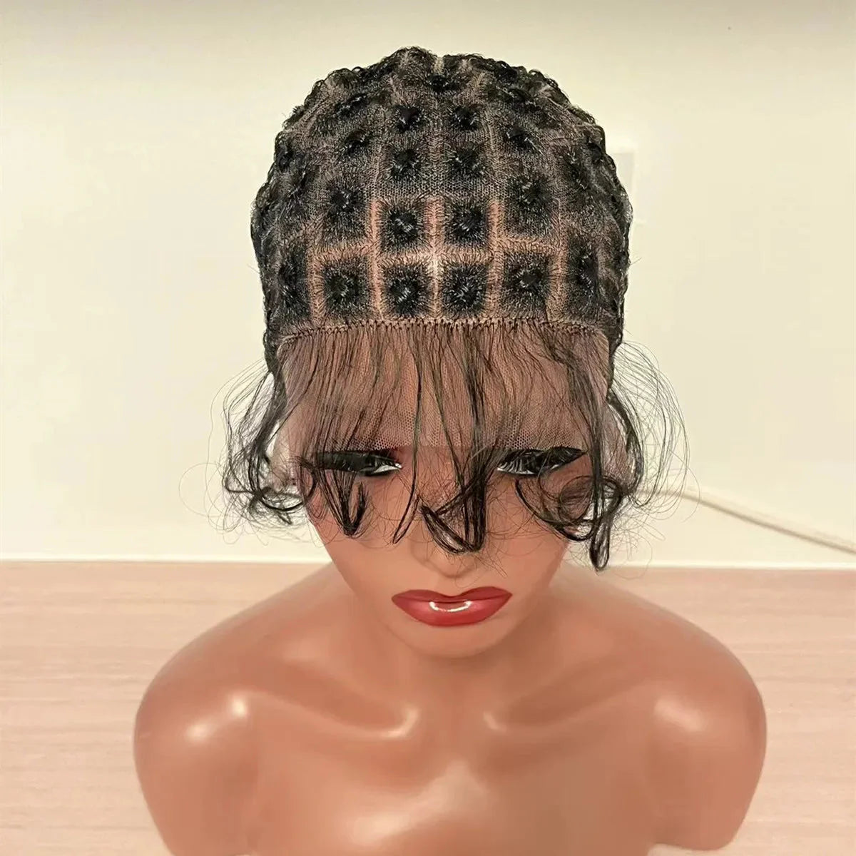 Full Lace Crochet Wig Cap with Baby Hair | Micro Senegalese Twist & Crochet Wig Base | Virgin Chinese Hair | Jerry Curl