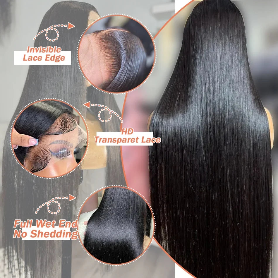 Straight HD Lace Frontal Wig | 13x6 & 13x4 Human Hair | Glueless Brazilian Remy Hair