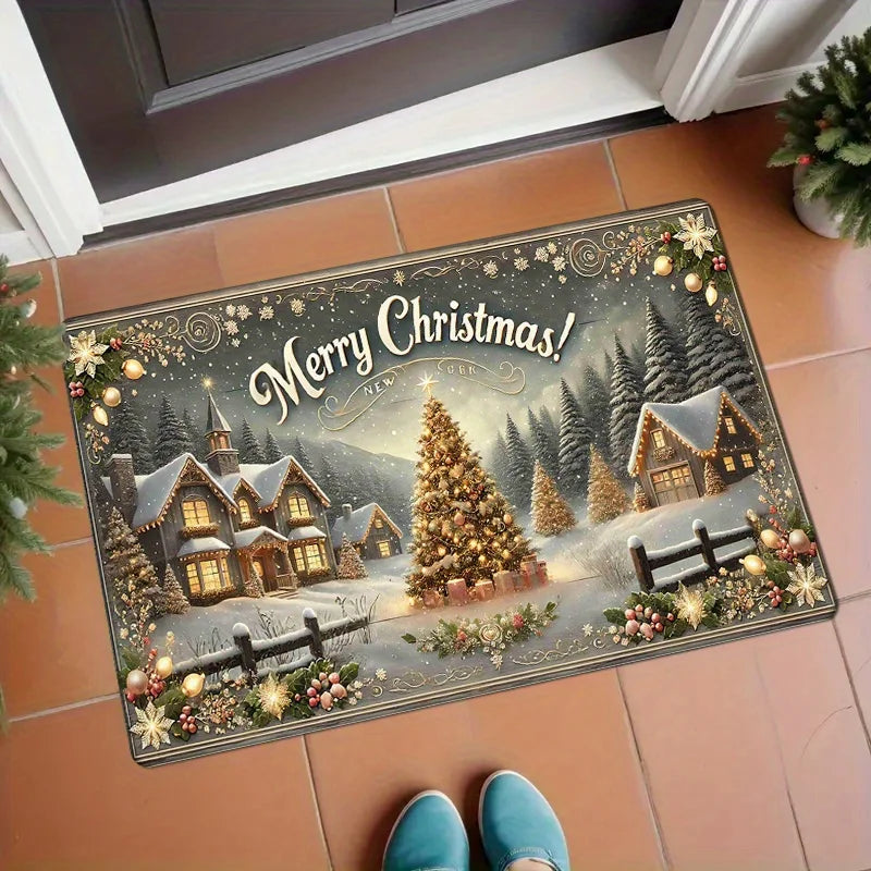 VIKAMA Christmas carpet soft doormat Christmas tree romantic floor mat living room carpet Rug For Bedroom Welcome Mat Outdoor
