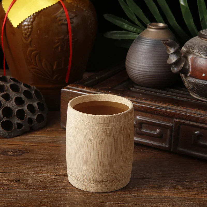 1PCS Japanese Sake Cup Natural Bamboo Teacups Chinese Wooden Water Cup for Tea Wine Coffee Juice Drinking Mug Handmade
