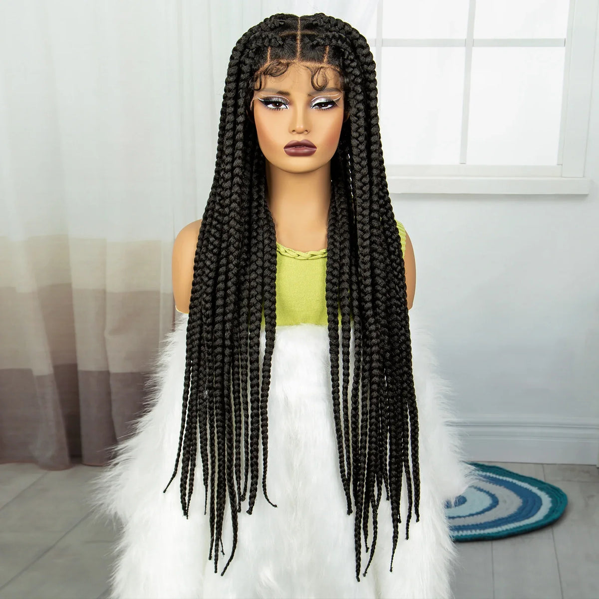 Knotless Twist Braids Full Lace Wig | Straight Synthetic Braids | Baby Hair | Black Women