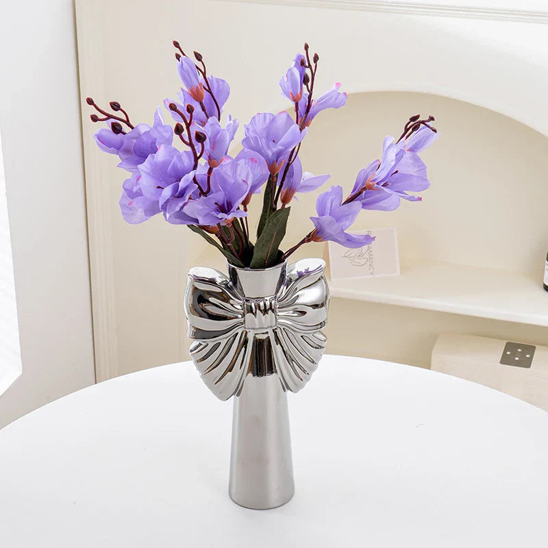 28cm Modern-Minimalist Bow Ceramic Vase, Perfect  Office  Living room decoration, Ideal  Hydroponic Plants & Home Decor