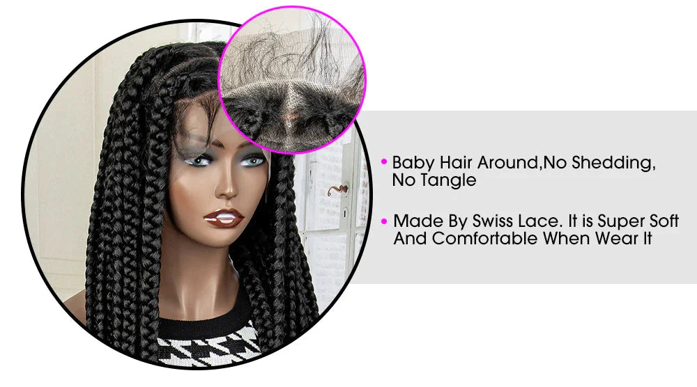 Jumbo Cornrow & Knotless Box Braids Wig | Full Lace | Baby Hair | Black Women