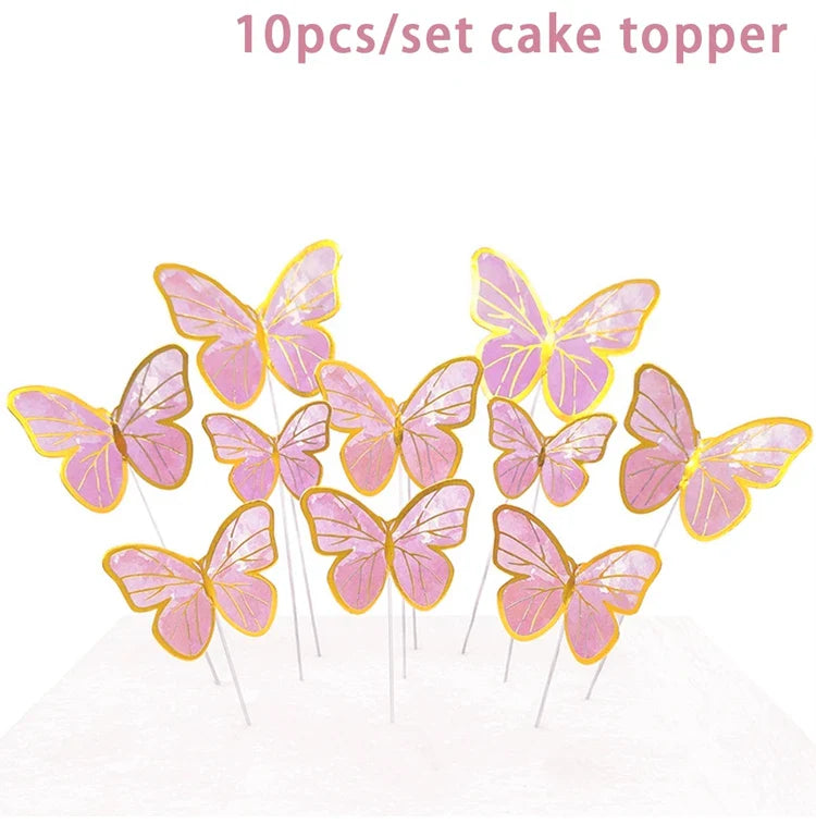 Purple Butterfly Disposable Tableware Napkin Butterfly Birthday Party Decor Girl Baby Shower Baptism Gender Reveal Supplies