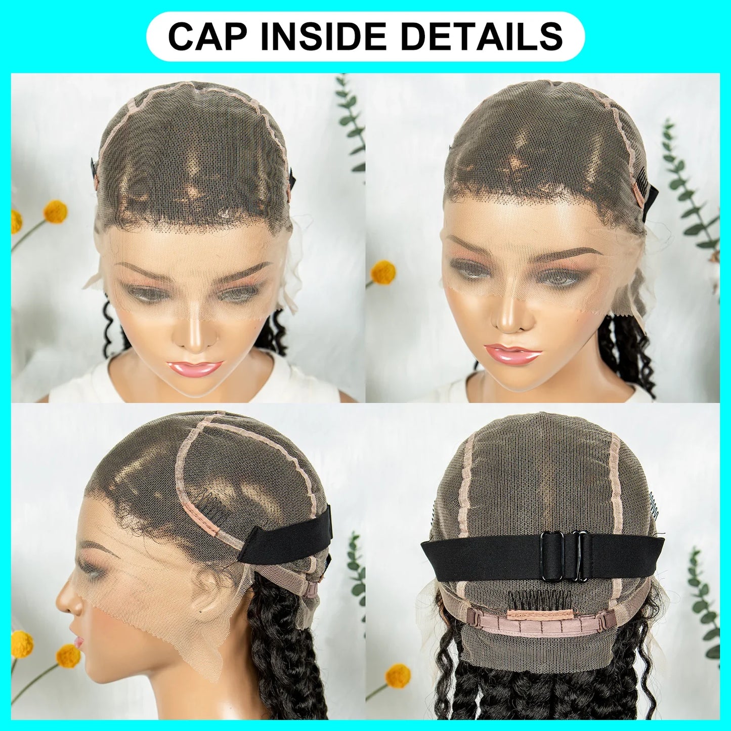 Cornrow Braided Wigs Synthetic Transparent Full Lace Wig With Baby Hair Braiding Wig Boho Cornrow Wig Curly End For Black Women