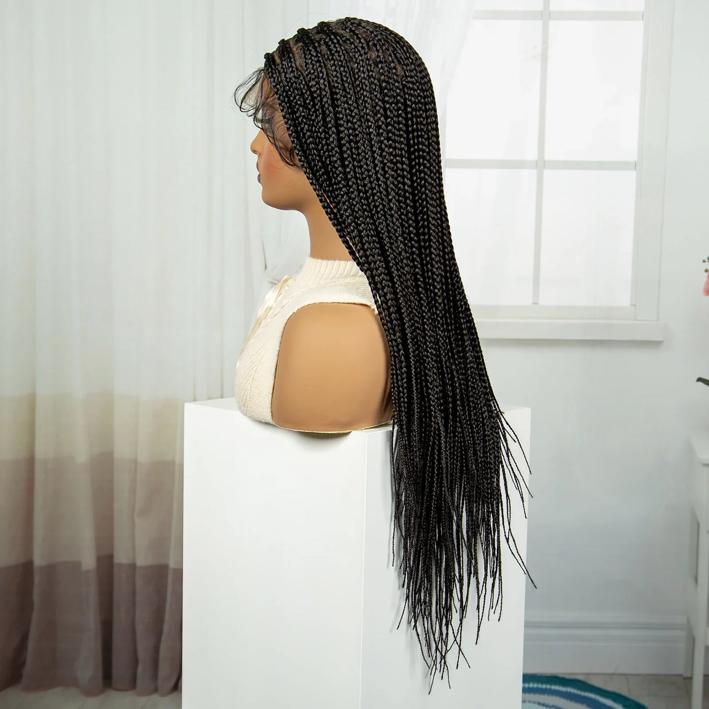 Long Straight Knotless Braids Wig | Full Lace Frontal | Baby Hair