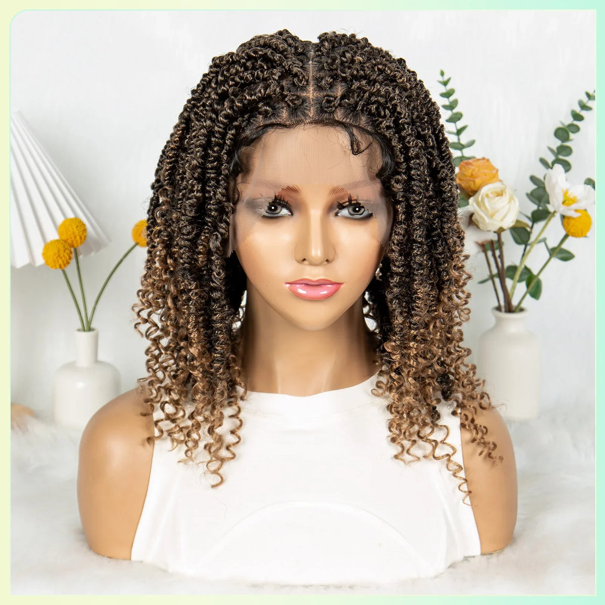 Short Length Box Braided Wig Full Lace Braided Wig Curly Hair With Baby Hair Braiding Wig Twisted Dreadlocks Wig For Women