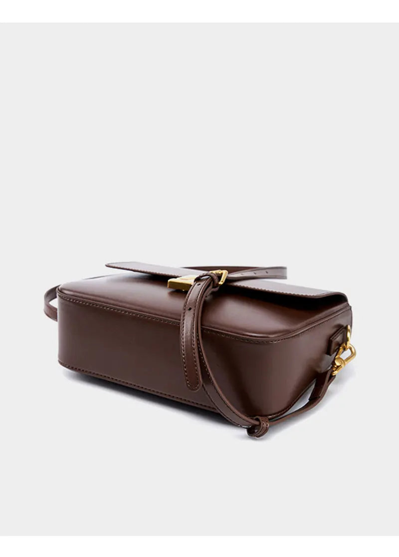 New Fashion Women's Genuine Leather Small Square Bag | Versatile Commuting Crossbody Shoulder Handbag