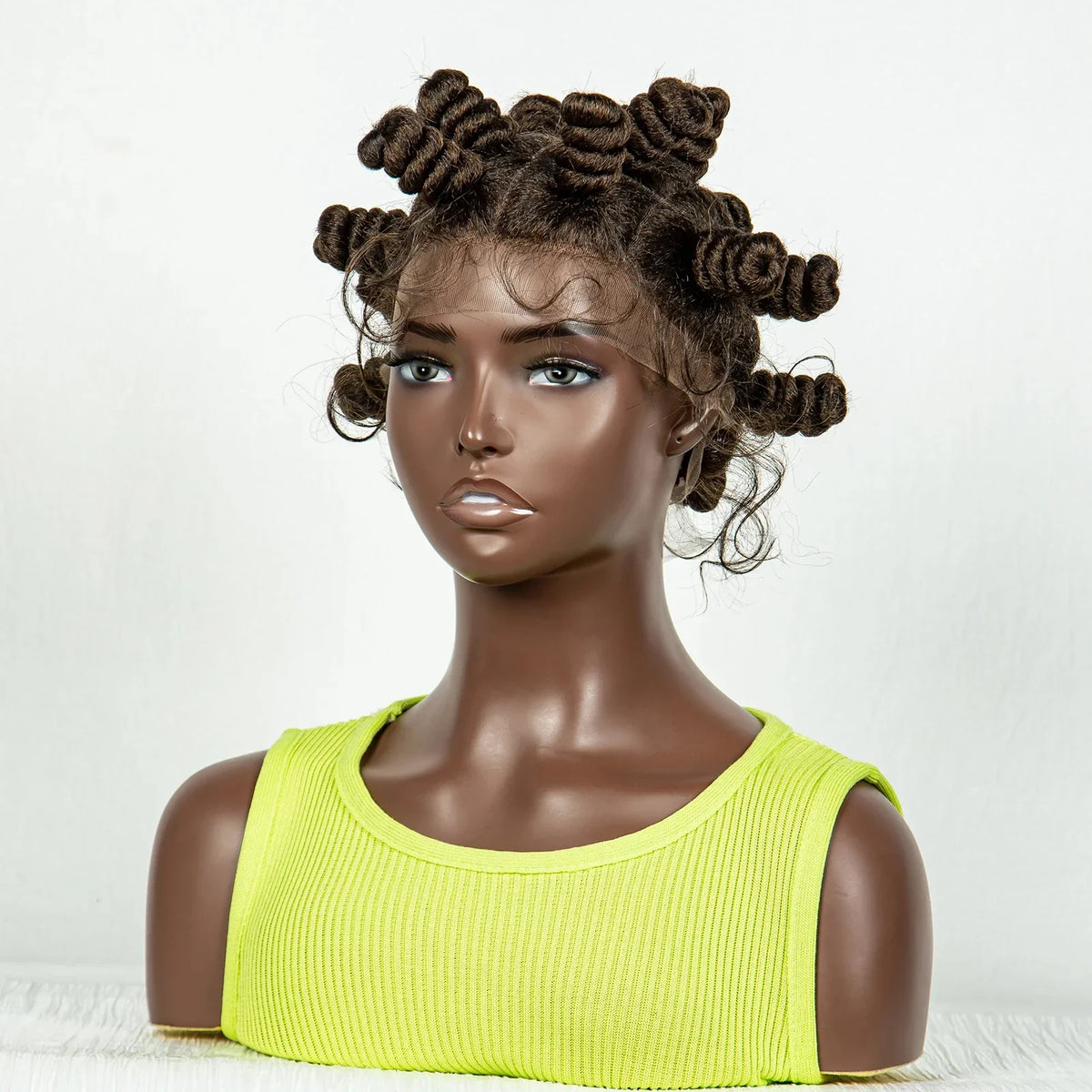 Handmade Knotless Bantu Braids Wig | Full Lace | Colored Braiding Hair
